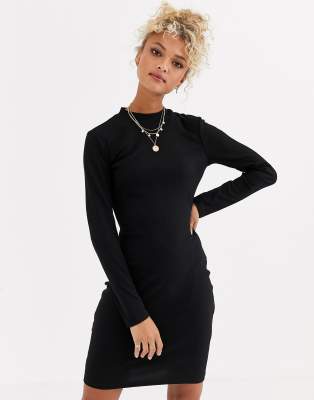 new look black ribbed dress