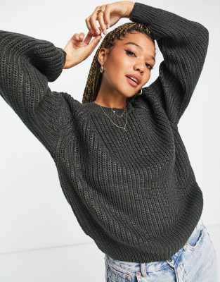 dark grey ribbed jumper