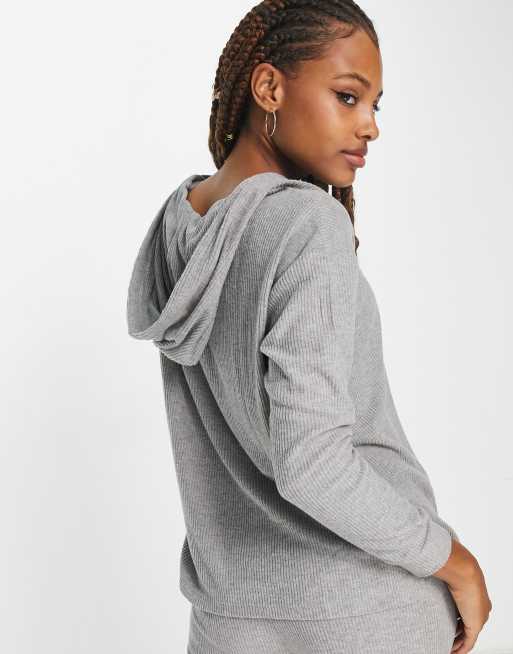 New Look ribbed hoodie in gray