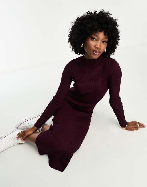 Burgundy knit dress best sale