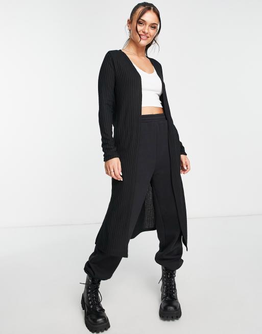 New Look ribbed midi cardigan in black | ASOS