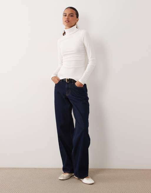 New Look ribbed roll neck long sleeve top in cream, 2 of 4