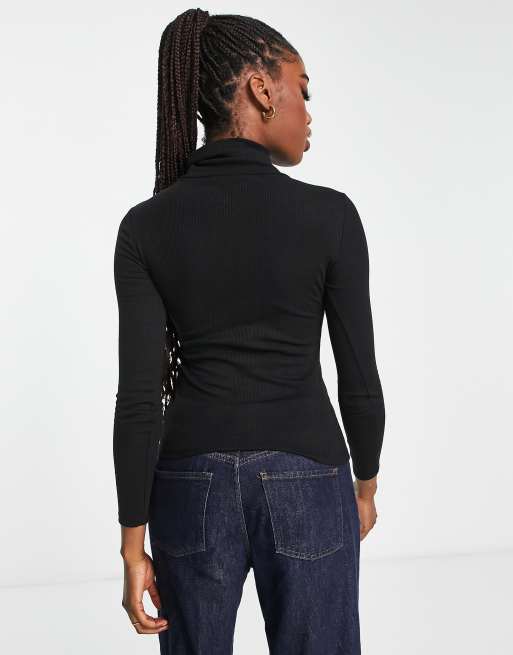 ASOS DESIGN long sleeve bodysuit with turtle neck in grey marl