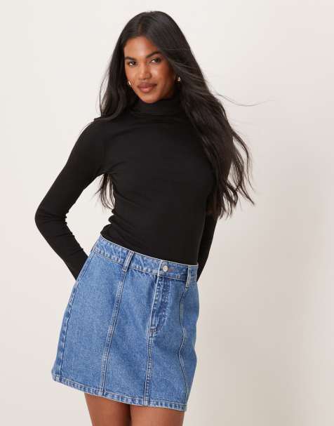 New Look ribbed roll neck top in black - view 1