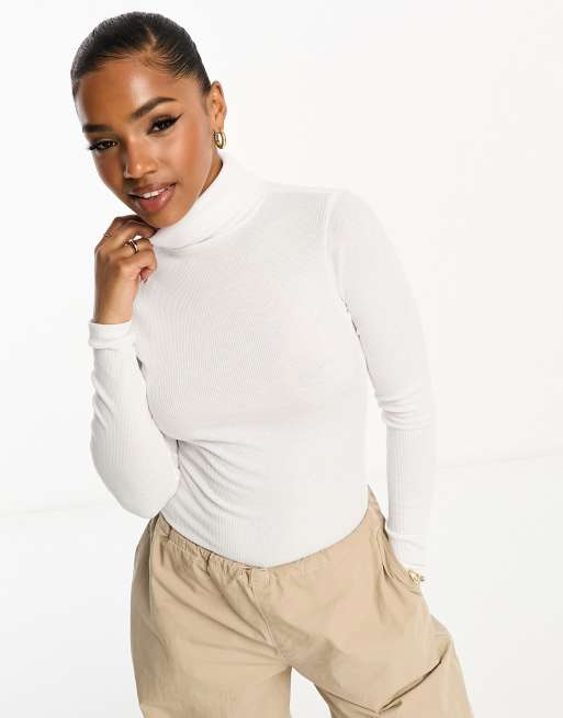 Ribbed roll neck on sale top