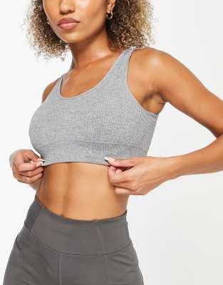 New Look Ribbed Seamless Bralette In Gray