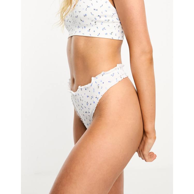 New Look rib seamless thong in white