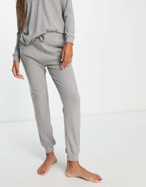 New Look ribbed trackie pants in grey