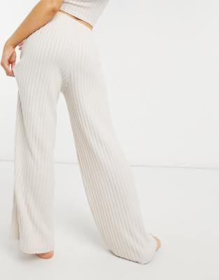 wide leg ribbed lounge pants