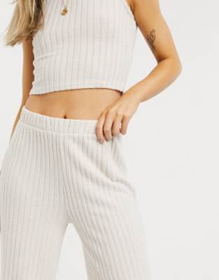 ribbed lounge wide leg trousers