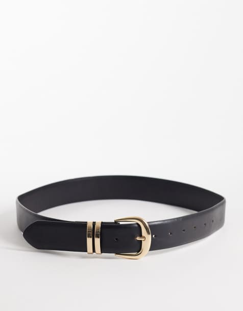New Look - Riem met gouden metalen lus in zwart - view 1