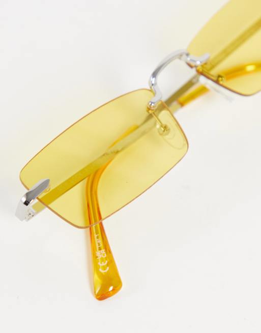 New Look rimless sunglasses in yellow, 3 of 4