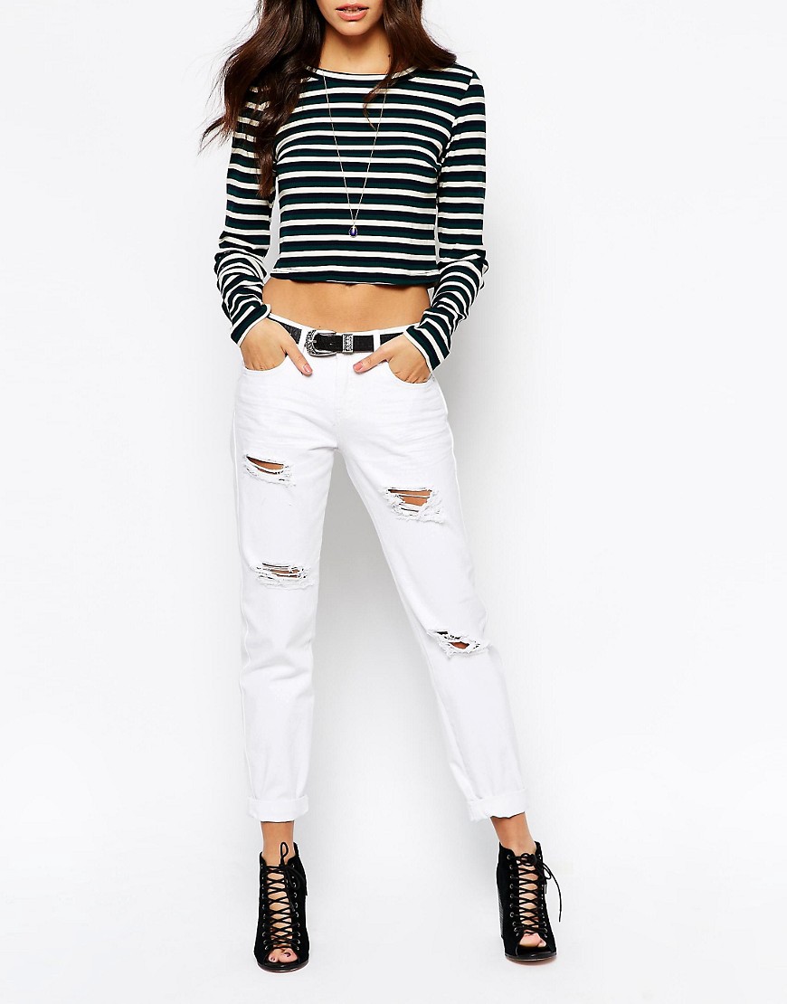 New Look Rip And Distressed Boyfriend Jean-White