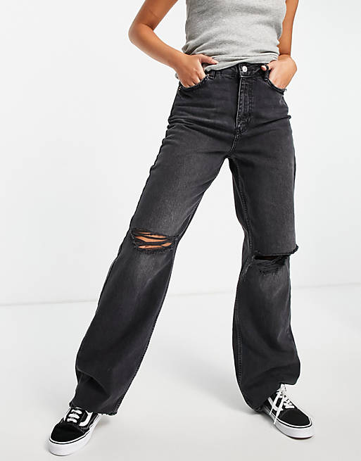 New Look ripped baggy jeans in black | ASOS