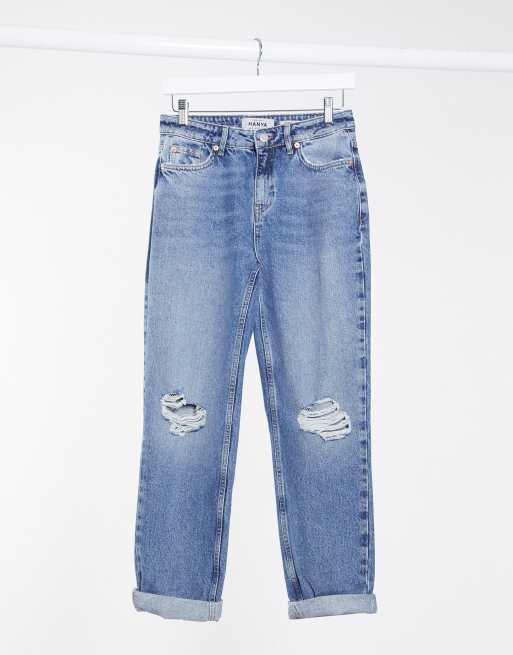 New Look ripped boyfriend jeans in light blue