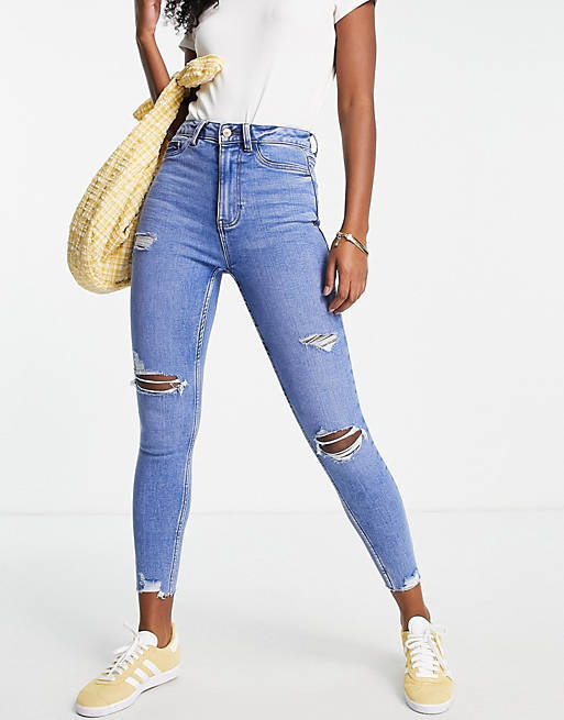 Jeans New Look ripped disco jean in blue 