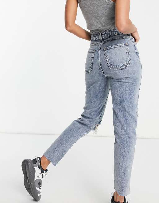 Ripped hem sale mom jeans