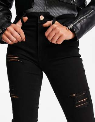 new look black ripped skinny jeans