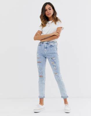 ripped skinny jeans light blue