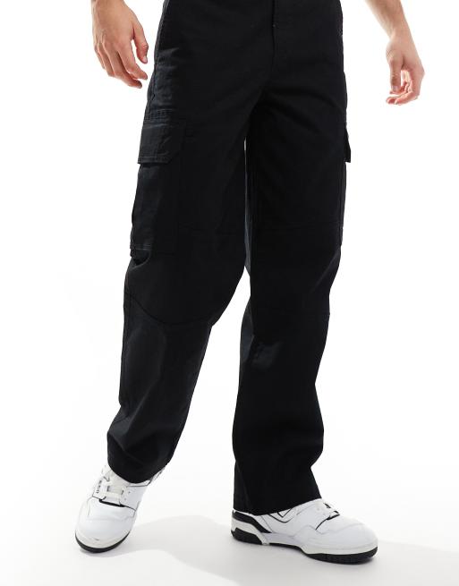 New Look ripstop cargo pants in black
