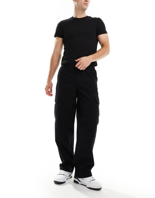New Look ripstop cargo pants in black