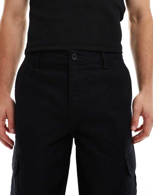 New Look ripstop cargo pants in black