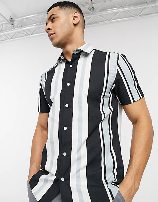 New Look ripstop stripe shirt in white | ASOS