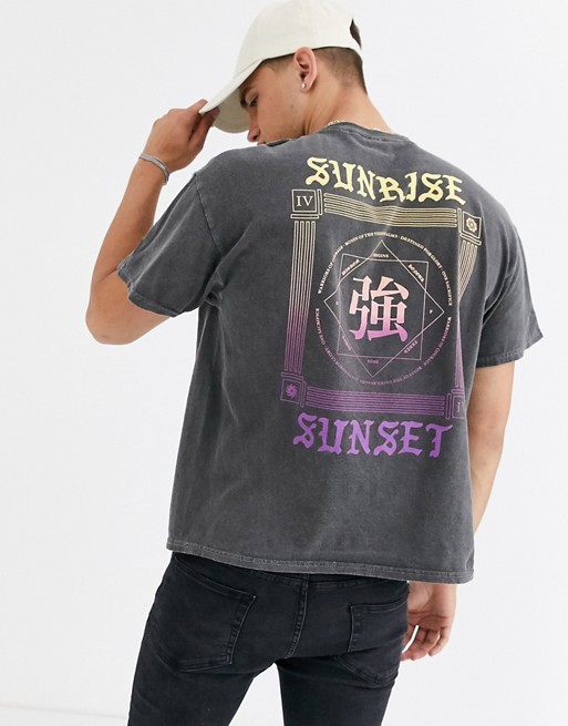 New Look rise front and back over dyed t-shirt in dark grey