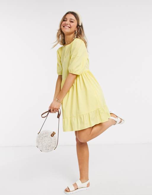 New Look Robe babydoll courte en popeline Jaune ASOS