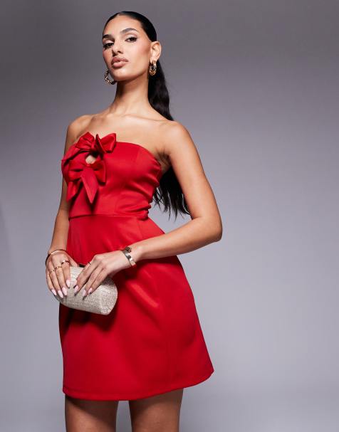New Look - Robe bandeau courte avec nœud - Rouge - view 1