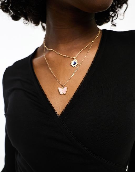 New Look - Robe cache-cœur courte à manches longues avec bordure en dentelle - Noir, 4 de 4