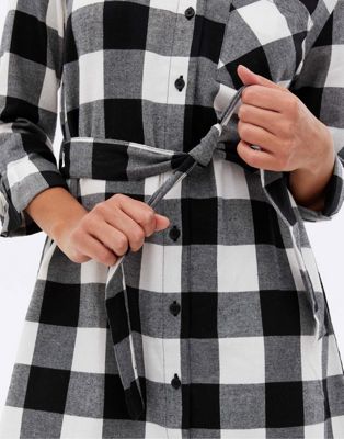 Robes New Look - Robe chemise à ceinture - Vichy noir & blanc
