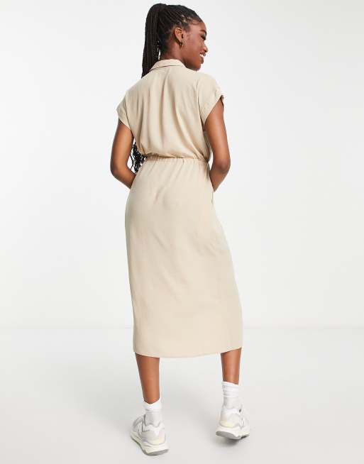 New Look - Robe chemise mi-longue style fonctionnel - Taupe, 2 de 4