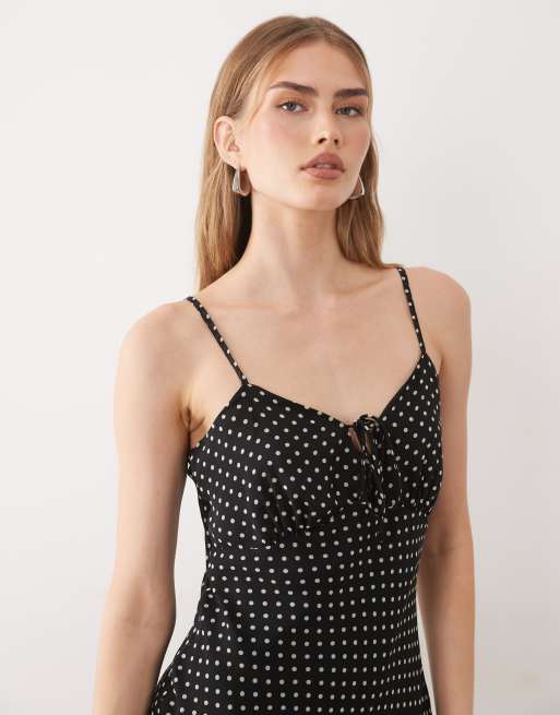 New Look - Robe courte à bretelles en mousseline à pois - Noir, 3 de 4