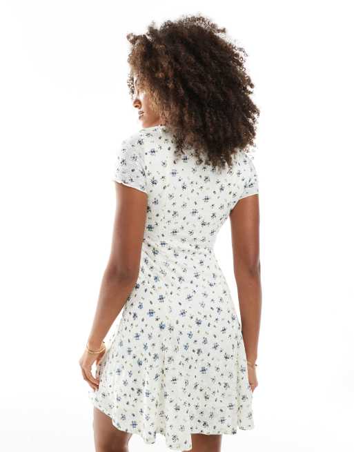 New Look - Robe courte à petites fleurs - Crème, 4 de 4
