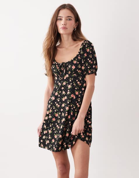 New Look - Robe courte à petites fleurs - Noir - view 1