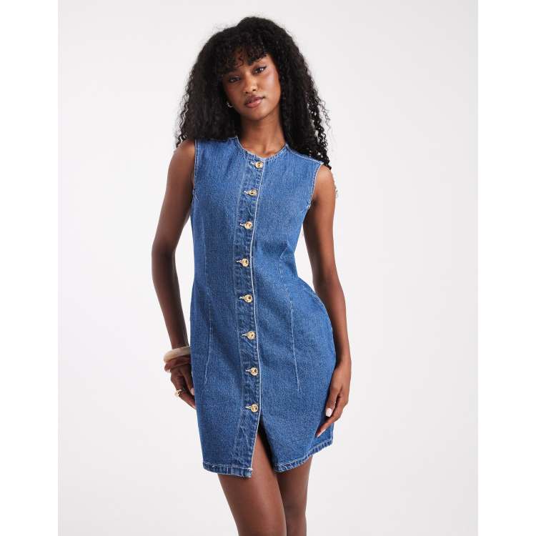 Robe Chemisier En Jean Pretty Little Thing Taille 34/36 Bleu - Occasion Très Bon état, Longueur Genou
