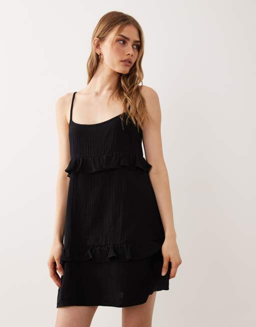 New Look - Robe courte étagée à volants - Noir