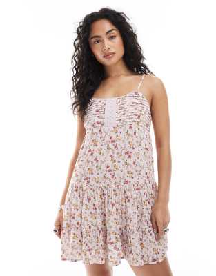 Robe d'été à fleurs et nervures - Blanc 40