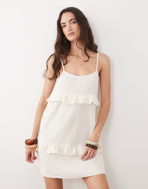 New Look - Robe d'été courte à volants étagés - Blanc - view 1