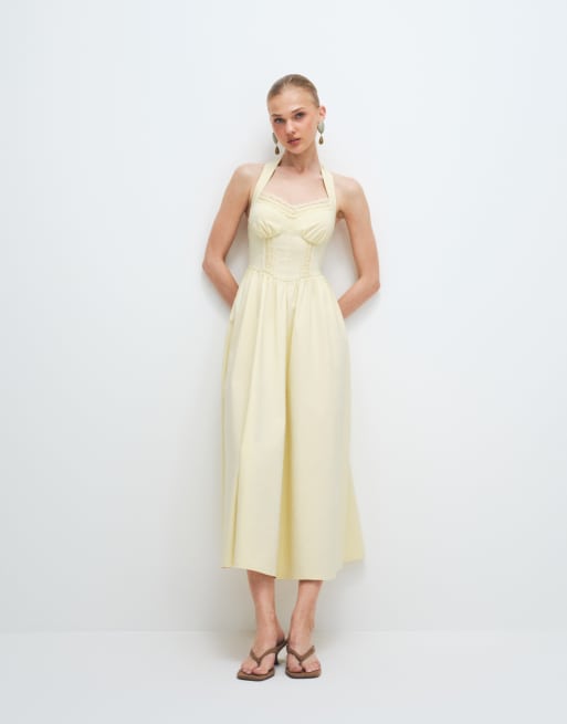 New Look - Robe dos nu mi-longue en bengaline - Jaune, 2 de 7