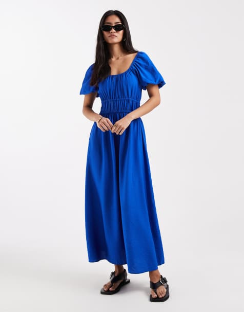 New Look - Robe mi-longue tendance folk - Bleu - view 1