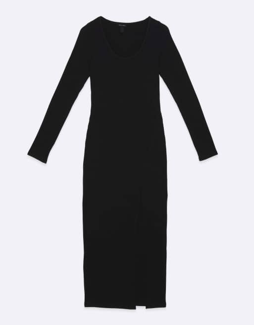 New Look - Robe midi à manches longues avec fente latérale - Noir, 4 de 4