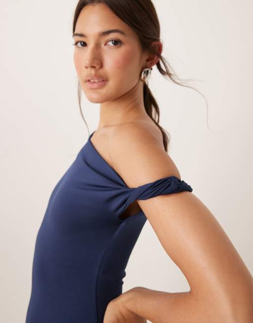 New Look - Robe près du corps coupe longue et asymétrique - Bleu marine, 4 de 4
