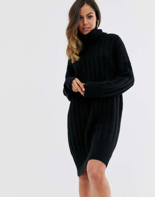 New Look Robe pull col roul avec fini c tel Noir