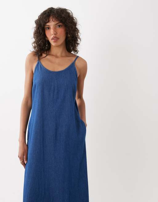 New Look - Robe trapèze longueur mollet en jean - Bleu moyen, 2 de 4