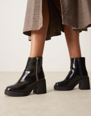 New Look - Robuste Ankle-Boots in Schwarz mit mittelhohem Absatz