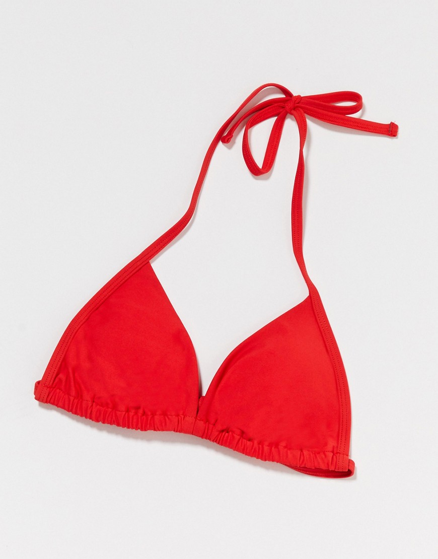 New Look – Röd mjuk bikiniöverdel i trekantsmodell
