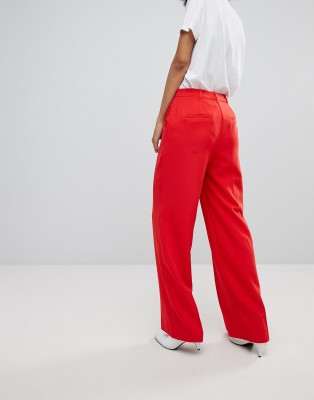 New Look Rode broek met wijde pijpen | ASOS