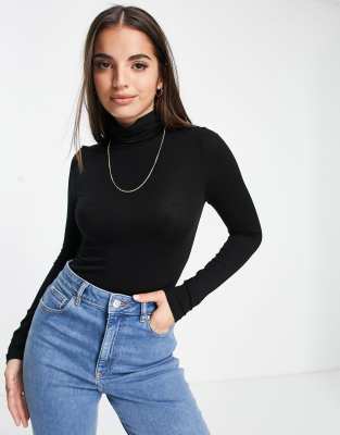 New Look roll neck bodysuit in black